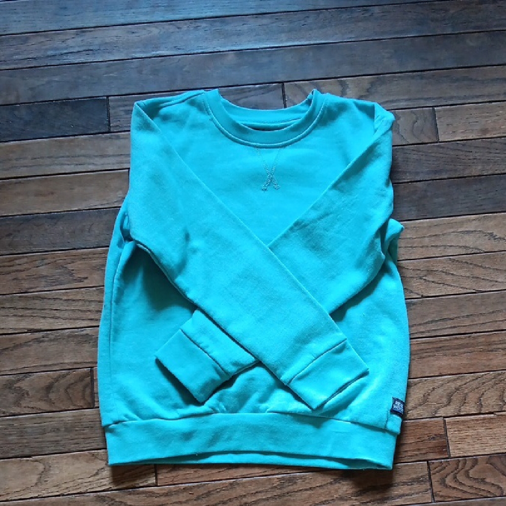 Blue Crew Neck Sweatshirt Soft Cotton Casual